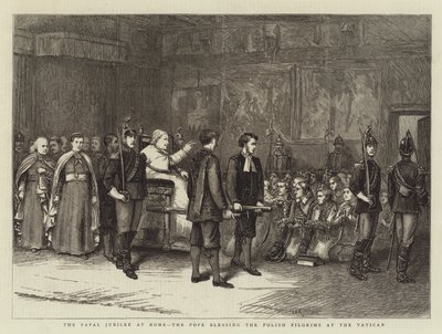 Het pauselijke jubileum in Rome, de paus zegent de Poolse pelgrims in het Vaticaan door George Goodwin Kilburne